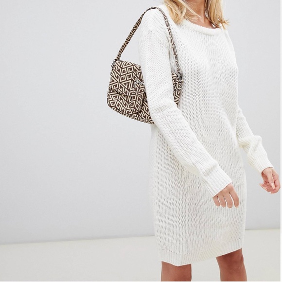 Missguided Dresses & Skirts - Missguided off shoulder knitted sweater dress